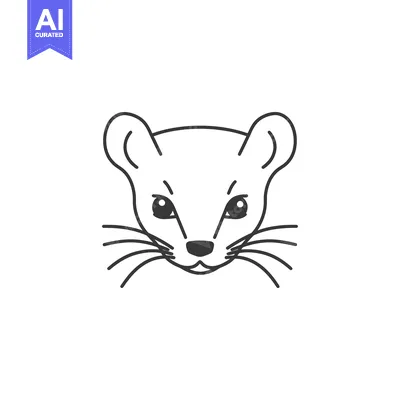 Aset desain premium: Line drawing of a weasel's face