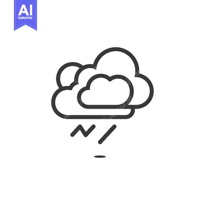 Aset premium populer: Line drawing of a weather icon depicting a storm cloud with lightning