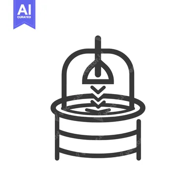 Popular premium asset: Line Drawing of a Well with Bucket and Water Flowing