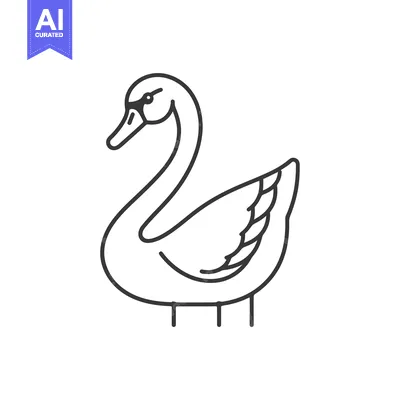 Aset premium populer: Line Drawing of a White Swan with Curved Neck