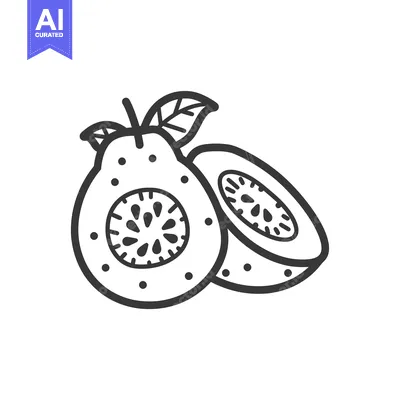 Aset premium populer: Line Drawing of a Whole and Half Kiwi Fruit with a Leaf