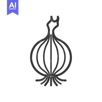 Aset desain premium: Line drawing of a whole onion with roots