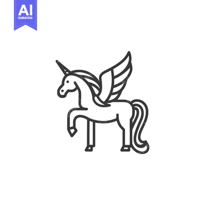 Aset premium populer: Line Drawing of a Winged Unicorn