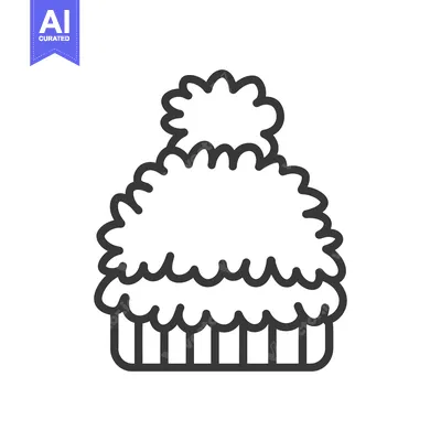 Line Drawing of a Winter Hat with a Pom-Pom