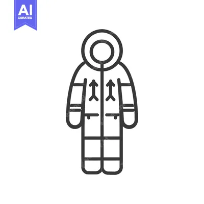 Premium design asset: Line drawing of a winter jacket with a hood