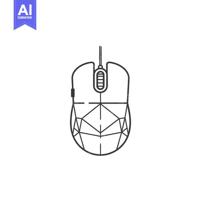 Popular premium asset: Line Drawing of a Wired Computer Mouse with a Geometric Pattern