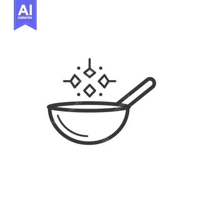 Aset desain premium: Line Drawing of a Wok with Steam Rising from It