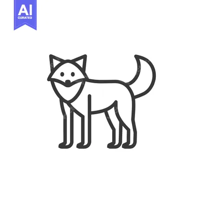 Popular premium asset: Line drawing of a wolf standing with its tail curled