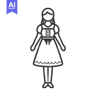 Popular premium asset: Line Drawing of a Woman in a Dirndl