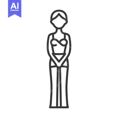 Aset desain premium: Line drawing of a woman in a formal dress