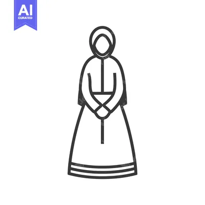 Popular premium asset: Line drawing of a woman in a traditional headscarf and dress