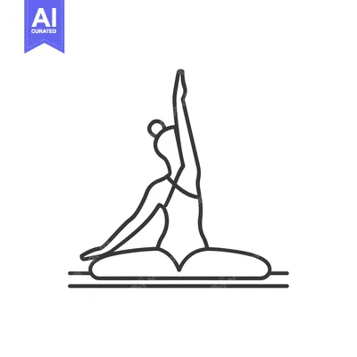 Aset premium populer: Line drawing of a woman in a yoga pose