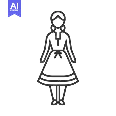 Popular premium asset: Line Drawing of a Woman in Traditional Dress