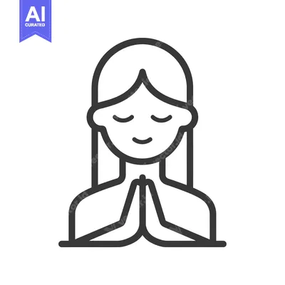 Line Drawing of a Woman Praying with Her Hands Together