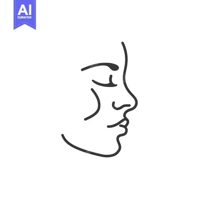 Aset premium populer: Line drawing of a woman's face in profile