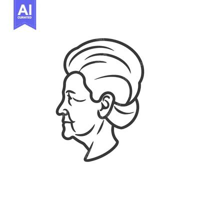 Aset desain premium: Line drawing of a woman's face in profile
