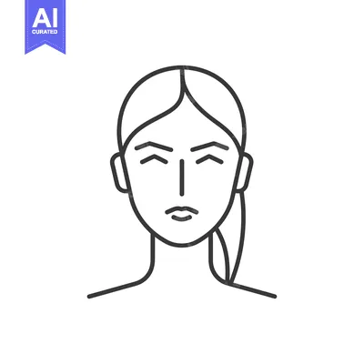 Aset desain premium: Line Drawing of a Woman's Face with Closed Eyes