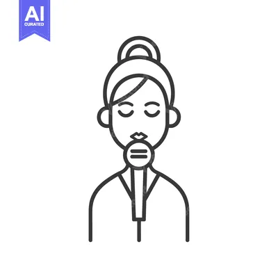 Premium design asset: Line drawing of a woman singing into a microphone