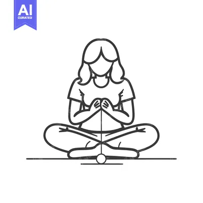 Popular premium asset: Line drawing of a woman sitting in a meditative pose