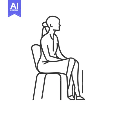 Popular premium asset: Line Drawing of a Woman Sitting on a Chair
