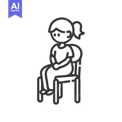 Aset premium populer: Line Drawing of a Woman Sitting on a Chair