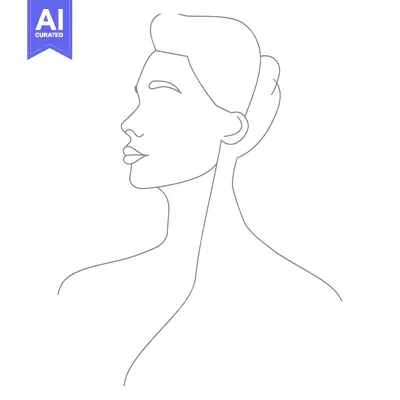 Aset premium populer: Line Drawing of a Woman's Profile