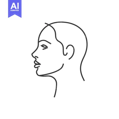Aset premium populer: Line Drawing of a Woman's Profile