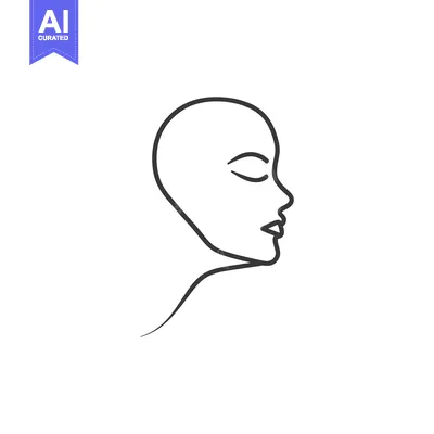 Aset desain premium: Line Drawing of a Woman's Profile with Closed Eyes