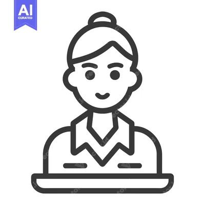 Popular premium asset: Line drawing of a woman wearing a collared shirt