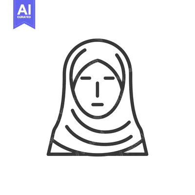 Premium design asset: Line drawing of a woman wearing a headscarf