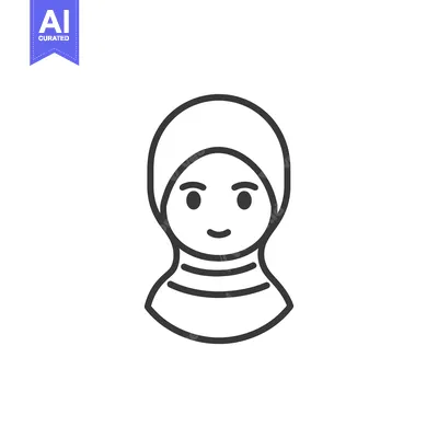 Aset premium populer: Line Drawing of a Woman Wearing a Headscarf