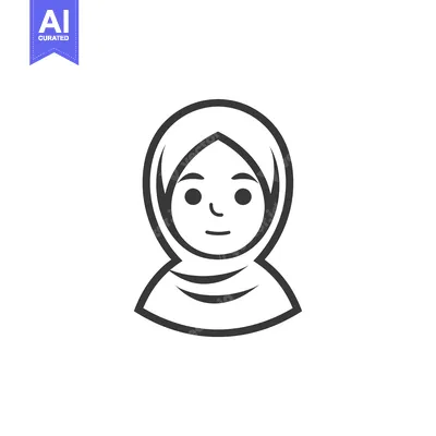 Premium design asset: Line Drawing of a Woman Wearing a Headscarf