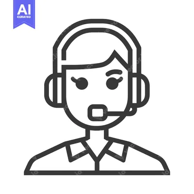 Aset premium populer: Line drawing of a woman wearing a headset and a collared shirt