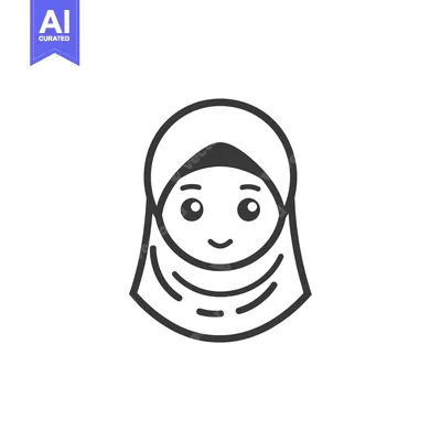Aset premium populer: Line Drawing of a Woman Wearing a Hijab