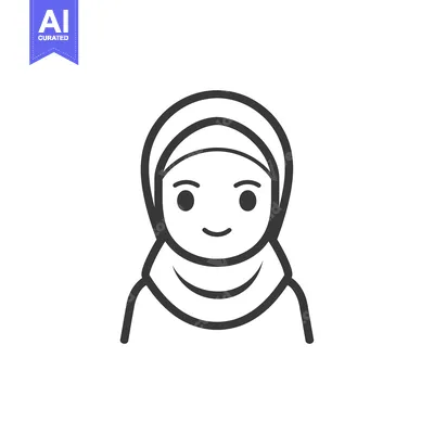 Aset desain premium: Line drawing of a woman wearing a hijab