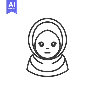 Aset premium populer: Line drawing of a woman wearing a hijab