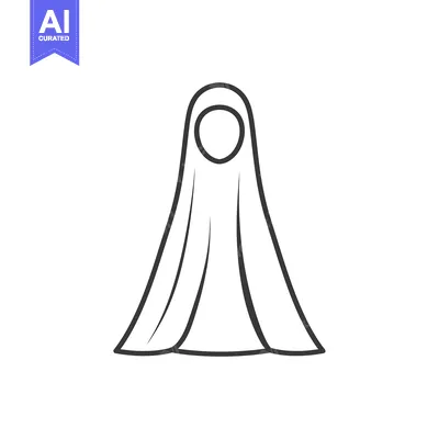 Aset premium populer: Line drawing of a woman wearing a hijab