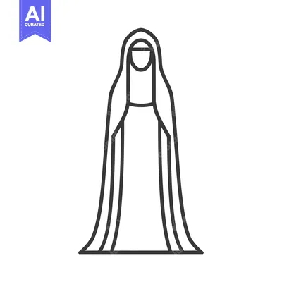 Aset desain premium: Line drawing of a woman wearing a hijab