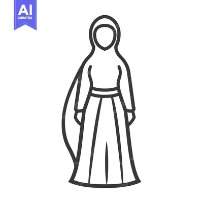 Premium design asset: Line drawing of a woman wearing a hijab