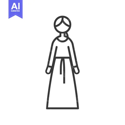 Aset premium populer: Line drawing of a woman wearing a long dress