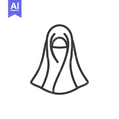 Aset premium populer: Line drawing of a woman wearing a niqab