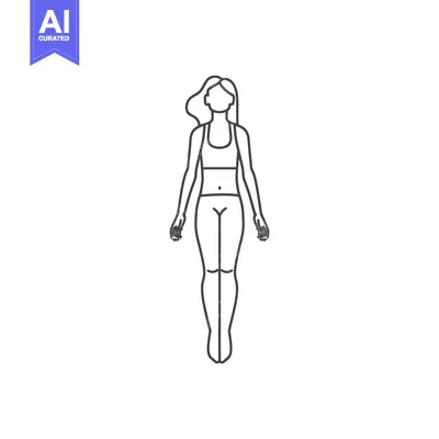 Aset premium populer: Line drawing of a woman wearing a sports bra and shorts