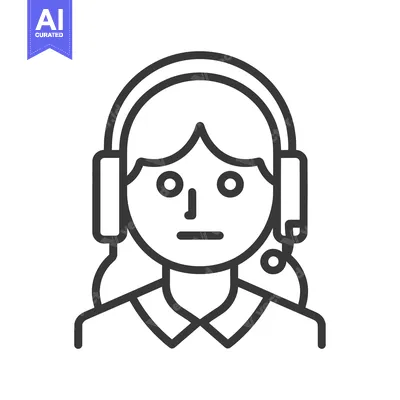 Premium design asset: Line Drawing of a Woman Wearing Headphones with a Microphone