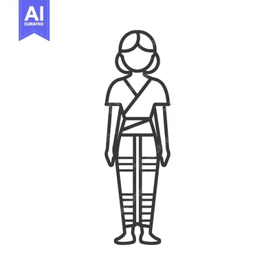 Line drawing of a woman wearing traditional Thai clothing