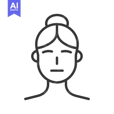 Popular premium asset: Line Drawing of a Woman with a Bun and a Neutral Expression