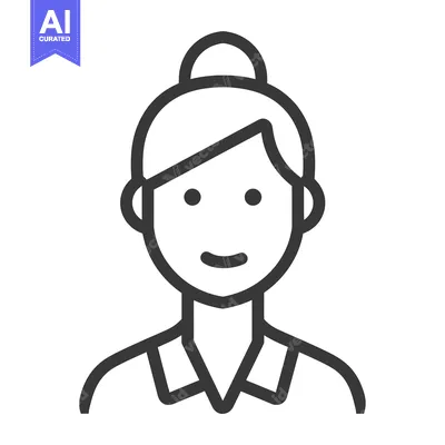 Popular premium asset: Line drawing of a woman with a bun hairstyle