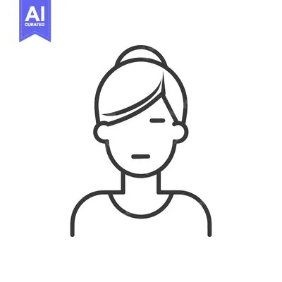 Premium design asset: Line Drawing of a Woman with a Bun in her Hair