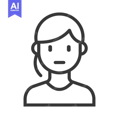 Aset desain premium: Line drawing of a woman with a straight mouth