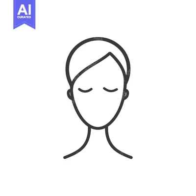 Aset premium populer: Line drawing of a woman with closed eyes