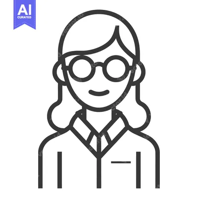 Aset premium populer: Line Drawing of a Woman with Glasses and a Collar